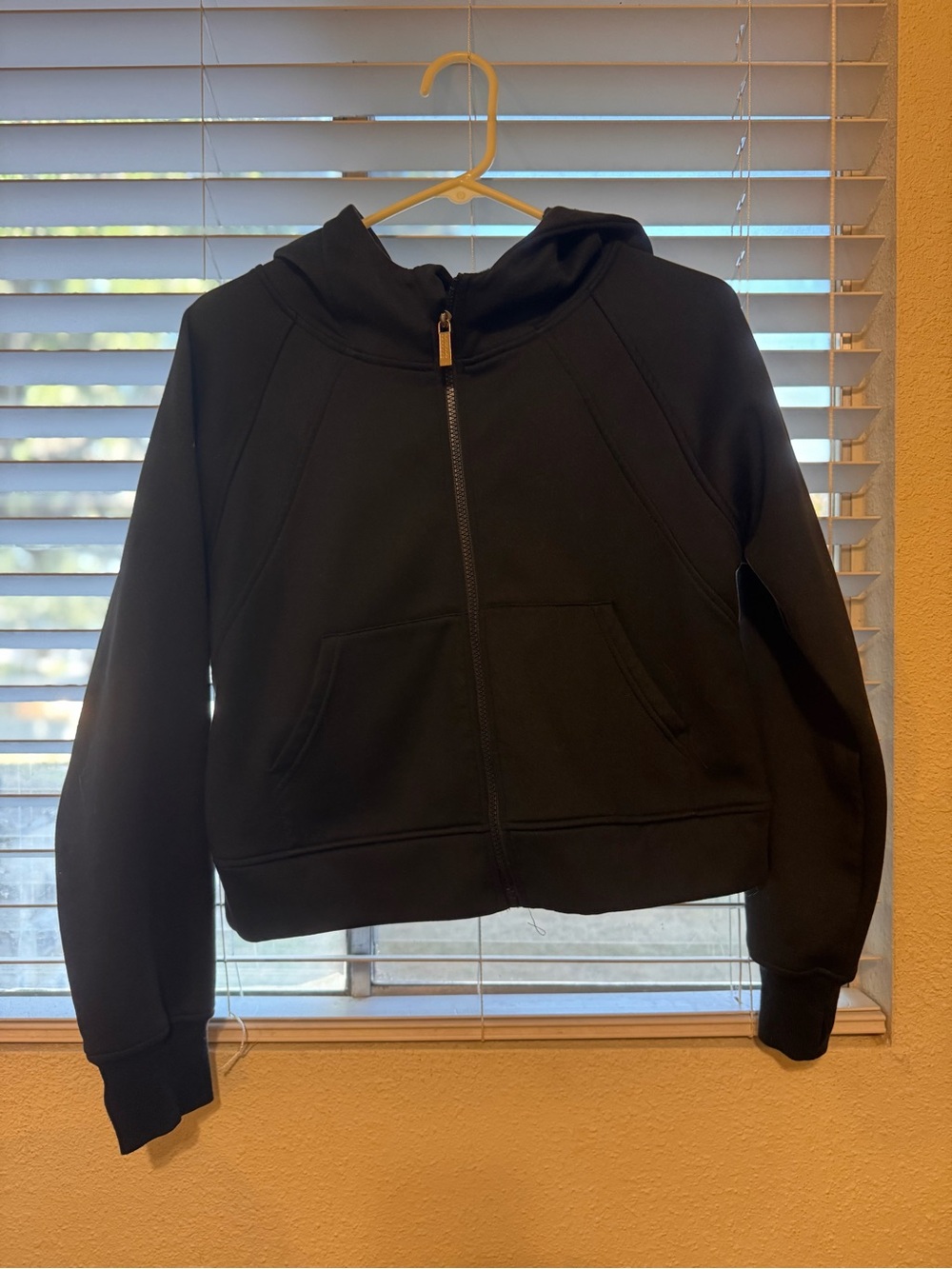 Women's Cropped Black Zip-Up Hooded Jacket